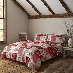 Catherine Lanfield LET IT Snow Bed Linen, 200 x 200 + 2 (80 x 80), King, Red