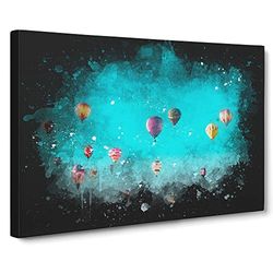 The Hot Air Balloons Paint Splash Modern Art Canvas Wall Art Print Ready to Hang, Framed Picture for Living Room Bedroom Home Office Décor, 24x16 Inch (60x40 cm)