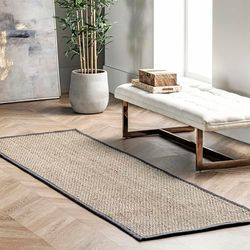 nuLOOM Elijah bondgård sjögräs löpare matta, 2' 6" x 6", mörkgrå