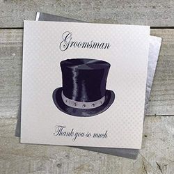 WHITE COTTON CARDS Groomsman Muchas Gracias Boda Hecha a Mano, Color Blanco