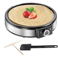 SNAILAR Crepera, 1200W Crepera Electrica, Temperatura Regulable, Revestimiento Antiadherente, Superficie Calentada de 30 cm de Diámetro,Incluye Divisor de Masa y Espátula，Fácil de Manejar y de Limpiar