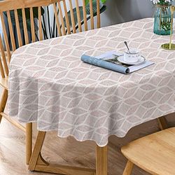 Bnejvif Oval Tablecloth, Modern Geometric Oval Tablecloth, Tablecloth Indoor/Outdoor Waterproof Wrinkle Free Durable Oval Tablecloth for Oval Tables 54 X 72 Inch