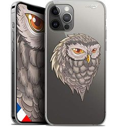 Caseink Beschermhoes voor Apple iPhone 12/12 Pro (6.1), Gel HD [Bedrukt in Frankrijk, iPhone 12/12 Pro, beschermhoes, zacht, schokbestendig, uil draw