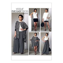 Vogue Patterns 9191 Y, Poncho da Donna, Top, Pantaloncini e Pantaloni, Taglie XSm-Med