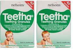 Teetha Baby Teething Granules, 40 Sachets, 3+ Months, 6c Chamomilla, Homeopathic Relief for Soothing & Calming Teething Symptoms, System-Booster for Babies & Toddlers (Pack of 2)