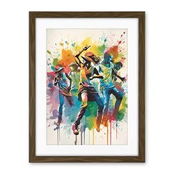 Artery8 Rainbow Rhythm Dance Festival of Colour Dancers Dancing to Music Modern Splat Watercolour Painting Artwork Framed Wall Art Print 18X24 Inch