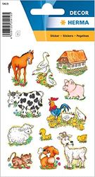 HERMA 5419 Funny Animals Stickers for Children, Farm Animals (36 Stickers, Paper, Matt) Self-Adhesive, Permanent Adhesive Motif Labels for Girls and Boys, Colourful