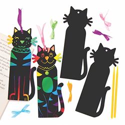 Baker Ross Marcapáginas Gato Arte Para Rascar AT798 (paquete de 10) para proyectos de arte y manualidades para niños, surtidos