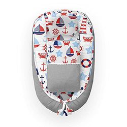 Kospu babynest con cuscino e coperta per bambini, peluche in cotone e minky, imbottitura 100% silicone perline, paracolpi 90 x 70 cm