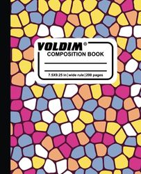 Volidam's wide range of composition notebooks. Wide lined paper, multicolor, 9-3/4 x 7-1/2 Inches, 100 sheets,