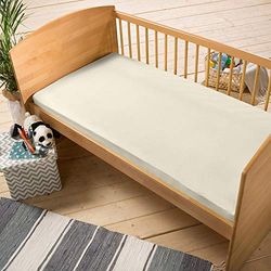 DuDu N Girlie Bomull tjock jersey resårlakan för barnsäng, 70 cm x 140 cm, krämfärgad