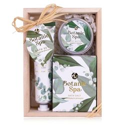 Accentra Set da bagno da donna BOTANIC SPA in bella confezione regalo – Set di 3 pezzi con crema per le mani, burro per il corpo e sali da bagno – Set regalo per San Valentino e festa della mamma