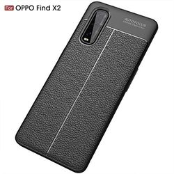 LICHONGGUI For OPPO Encuentra X2 Litchi Textura Caso de TPU Prueba de Golpes (Color : Black)