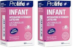 Prolife - Infant, Integratore per Bambini 0-24 Mesi con Lactobacillus Reuteri, 100 Milioni di Fermenti per Dose, 30 Dosi, Migliora la Digestione, Senza Zuccheri, 8 ml (Confezione da 2)