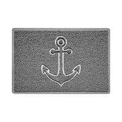 Nicoman Anchor Embossed Shape Door Mat Dirt-Trapper Jet-Washable Doormat-(Use Outdoor ONLY)- (60x40cm/23.6x15.7inches, Small) Grey