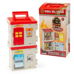 Giochi Preziosi Pompiers - Playset Station de Pompiers, Comprend Un Personnage articulé de 7 cm et des Accessoires, poignée de Transport Pratique, pour Les Enfants à partir de 4 Ans