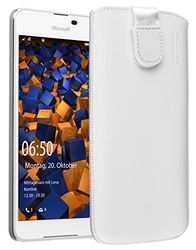 Mumbi echt lederen hoesje compatibel met Microsoft Lumia 650 Case Leather Case Wallet, White