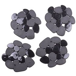 MSV Lot de 4 Tapis antiderapants de Douche ou Baignoire PVC Galets 12x13cm Noir