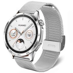 DEALELE Band Compatibel met Samsung Gear S3 Frontier/Classic/Galaxy Watch 46mm / Galaxy 3 45mm / Huawei GT2 46mm, 22mm Roestvrij Staal Metaal Mesh Armband Vervanging voor Vrouwen Mannen, Zilver