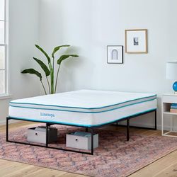 Linenspa Letto Singolo con Materasso Hybrid e Rete, Struttura letto in metallo, Memory foam e molle, Alto 20 cm, Medio, Giroletto da 33 cm, 80x190 cm
