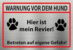 Schatzmix Panneau en métal avec Inscription en Allemand Avertissement Avant Le Chien Gris 20 x 30 cm
