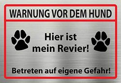 Schatzmix varningsskylt varning för hunden grå metallskylt väggdekor 20 x 30 cm tennskylt plåtskylt, plåt, flerfärgad
