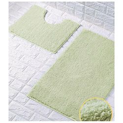 GC GAVENO CAVAILIA Lucida Bagno, Memory Foam Parte Anteriore: 100% ciniglia Retro: PVC Lattice Antiscivolo, Microfibra-Menta, Bath Set (2PC)