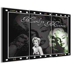 Kunstdruk op canvas, Marilyn Monroe II, moderne afbeeldingen uit 3 panelen, kant-en-klaar ingekaderd op canvas, 120 x 90 cm