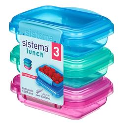Sistema Lunch recipientes para guardar alimentos, 200 ml, Tarrinas pequenas para aperitivos, sem BPA, cores variadas, 3 unidades