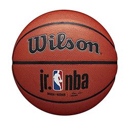Wilson Pallone da Basket Jr NBA Auth Series Outdoor Basketball, Utilizzo Indoor/Outdoor, Pelle Composita, Misura 6, Marrone Scuro