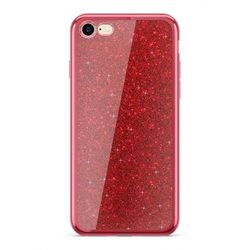 ERT GROUP Custodia alla moda con inserto e lati glitterati in Rosso IPHONE X/XS