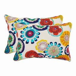 Pillow Perfect decorative Multicolored Floral Large Rectangle Toss Pillow, 2-pack