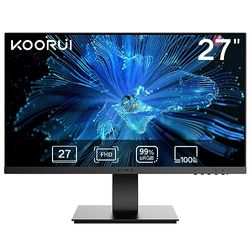 KOORUI 27 Inch FHD Monitor, Computer Monitor built-in speaker (1080P, 100HZ, HDMI+VGA, 99% SRGB, 4ms Response, Eye Care) Ultra-Thin Monitor, VESA Compatible