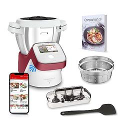 Moulinex I-Companion Touch XL HF9345 Robot de cocina de 3.5 L, acero inoxidable, 14 programas automáticos, wifi, pantalla táctil, 6 accesorios incluidos, apto lavavajillas, app libro recetas