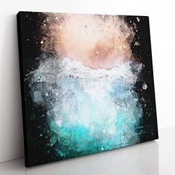 A Sandy Beach Paint Splash Modern Canvas Wall Art Print Ready to Hang, Framed Picture for Living Room Bedroom Home Office Décor, 35x35 cm (14x14 Inch)