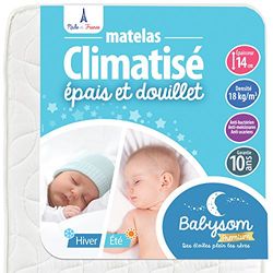 Babysom - Matelas Enfant/Bébé Climatisé - 70x140 cm | Réversible : 1 Face Été Fraîche et 1 Face Hiver