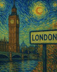 London van Gogh style notebook | 8x10 lined 100 pages | love London Big Ben souvenir journal notepad | get it done notebook