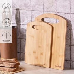 Karaca Stark Lot de 2 planches à découper en bambou pour cuisine, grandes et petites