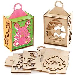 Baker Ross Lanternes en Bois de Pâques - Lot de 3, Activités Manuelles pour les Enfants (AX805) Assortis