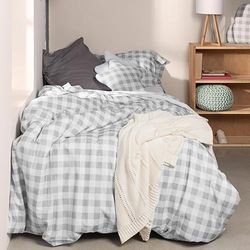 Vichy Juego nórdico 2 piezas 155x220 cm (Cama 80/90) Gris