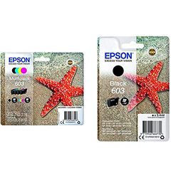 Epson Multipack 603 Etoile de Mer, Cartouches d'encre d'origine, 4 Couleurs : Noir, Cyan, Magenta, Jaune, XP-2100 XP-2150 XP-3100 XP-3150 XP-4100 XP-4150 WF-2810DWF WF-2820 & Singlepack Black 603 Ink