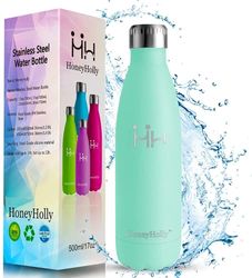 HoneyHolly Bouteille d'eau en Acier Inoxydable avec Isolation par Double Paroi Gourde 350/500/650/750ml, Reutilisable sans Bpa Gourdes Eau pour Enfant, Sport, Randonnée, École, Bureau, de Plein Air