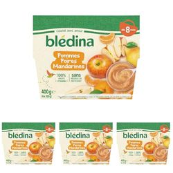 Blédina 4 Coupelles pour Bébé Pommes, Poires, Mandarines Dès 8 mois, 4 x 100g (Lot de 4)