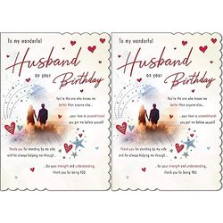 Piccadilly Greetings Traditional Birthday Card Husband - 9 x 6 inches,red (Pack of 2)