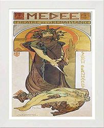 Lumartos, Vintage Poster Alphonse Mucha Medee 1898, White, A4