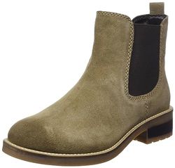 s.Oliver Chelsea boots voor dames van suède, blokhak, pistache, 38 EU
