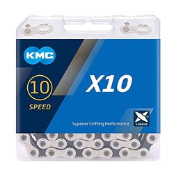 KMC X10, Catena a 10 velocità Unisex, Argento/Nero, 122 Link