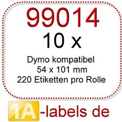 10 x 1A-Etiketten 54 x 101 mm Compatible avec Dymo 99014