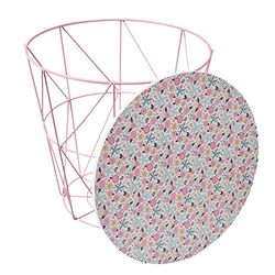 HOME DECO KIDS Scatola con Filo Liberty per Bambini, Decorazione per Camera da Letto, Ragazzo, Legno-MDF, Rosa-Bianco-Cielo/Grigio, 30.00 x 30.00 x 30.00