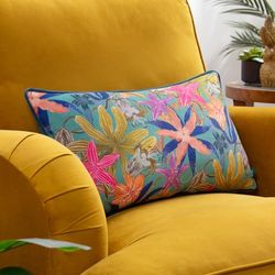 Wylder Luna Floral Tropical Piped Feather Rich Filled Cushion